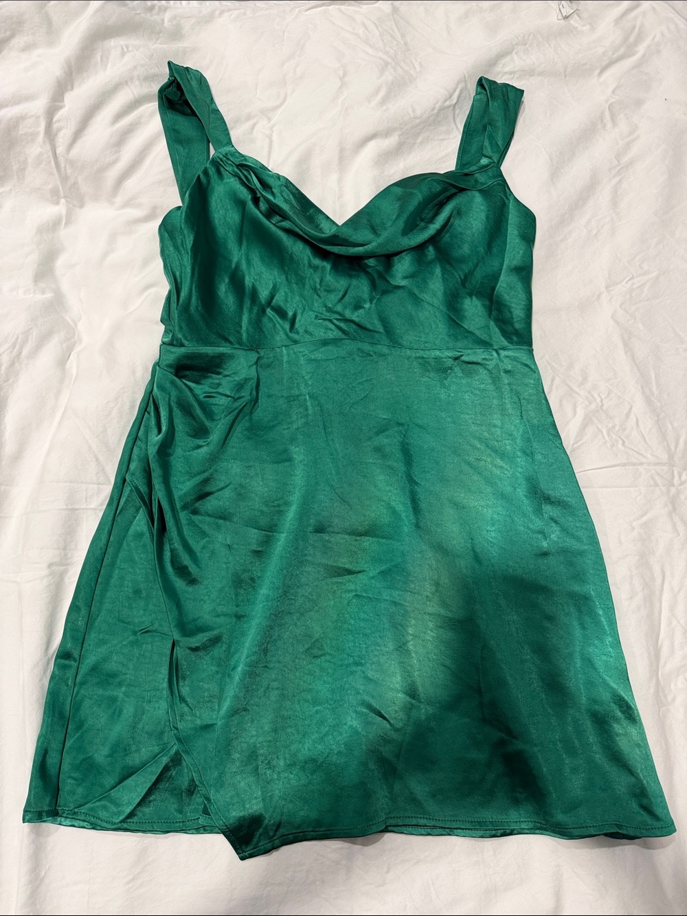 Emerald Green Satin Mini Dress